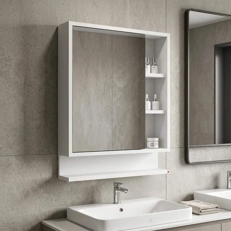 Botiquín con espejo 60×78 · Blanco — en ambiente