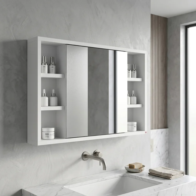 Botiquín con espejo 80×50 · Blanco — en ambiente